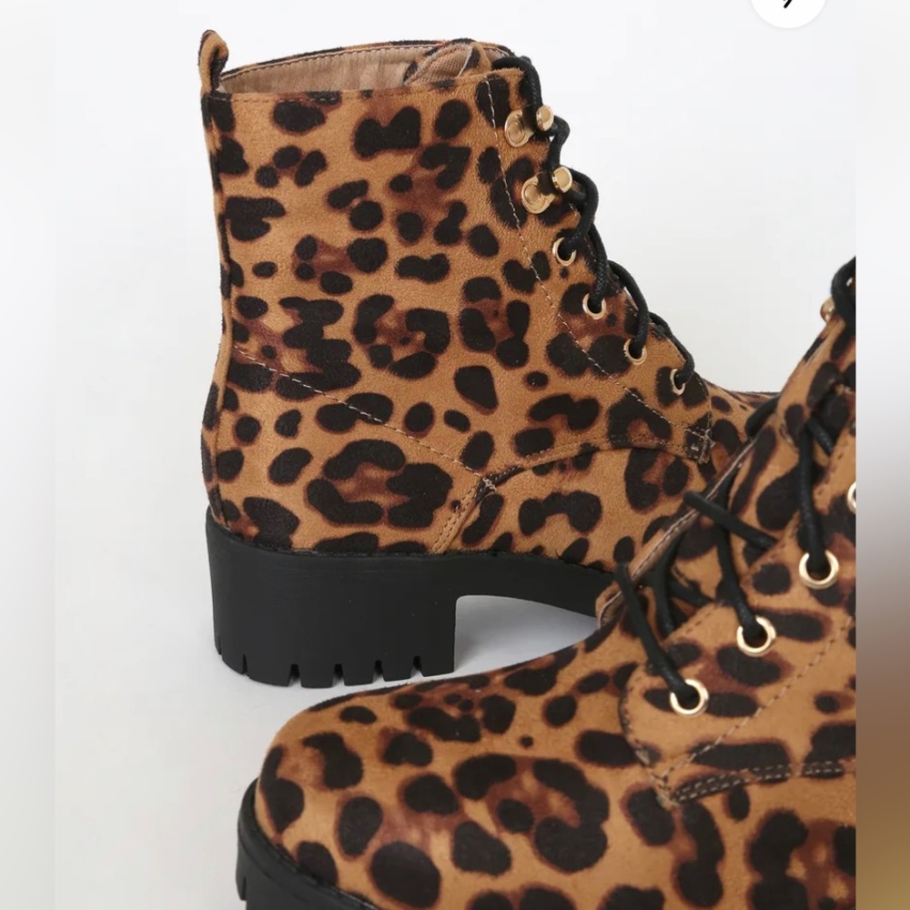 Lulus Devyn Leopard Print Lace-Up Ankle Boots Nwot - image 6
